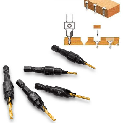 5 PCS/Set Countersink Woodworking Drill Bit Set Hexagon Screw Hardware Tool(Silver) - Drill & Drill Bits by buy2fix | Online Shopping UK | buy2fix