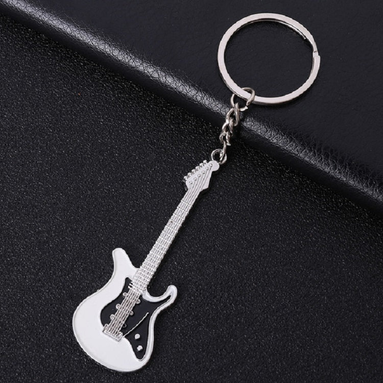 2 PCS Creative Guitar Keychain Metal Musical Instrument Pendant(White) by buy2fix