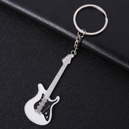 2 PCS Creative Guitar Keychain Metal Musical Instrument Pendant(White) by buy2fix