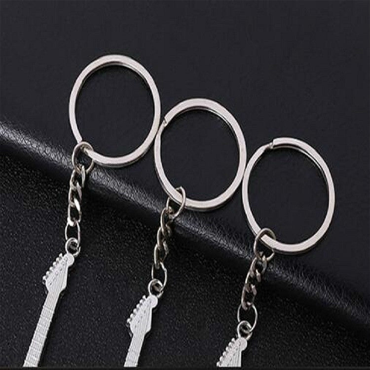 2 PCS Creative Guitar Keychain Metal Musical Instrument Pendant(White) by buy2fix