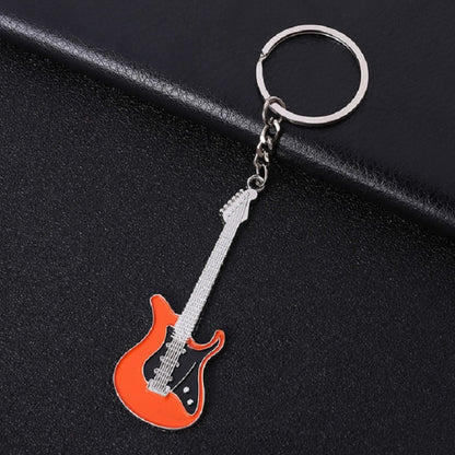 2 PCS Creative Guitar Keychain Metal Musical Instrument Pendant(Orange) by buy2fix
