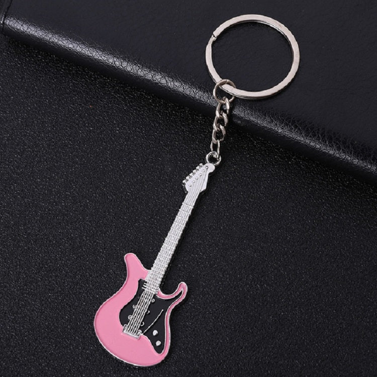 2 PCS Creative Guitar Keychain Metal Musical Instrument Pendant(Pink) by buy2fix
