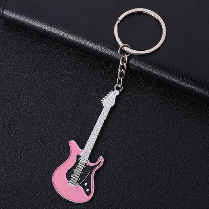 2 PCS Creative Guitar Keychain Metal Musical Instrument Pendant(Pink) by buy2fix