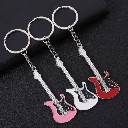 2 PCS Creative Guitar Keychain Metal Musical Instrument Pendant(Pink) by buy2fix