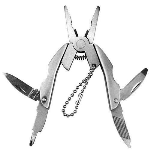 Portable Multifunction Folding Plier Stainless Steel Foldaway Knife Keychain Screwdriver(Silver) - Pliers by buy2fix | Online Shopping UK | buy2fix