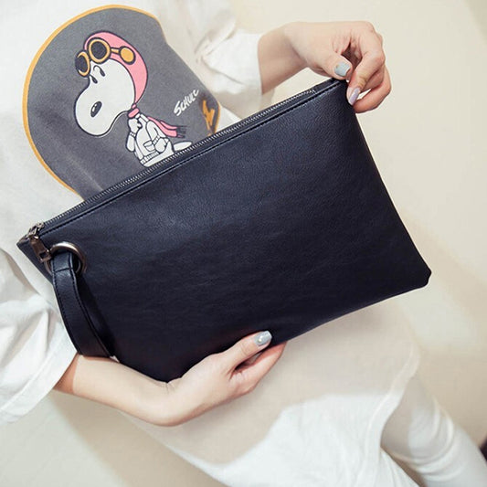 Simple Retro Ladies Handbag Fashion Large Capacity Clutch Bag Zipper Envelope Bag(Black) - Handbags by buy2fix | Online Shopping UK | buy2fix