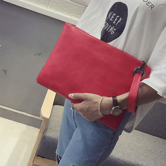 Simple Retro Ladies Handbag Fashion Large Capacity Clutch Bag Zipper Envelope Bag(Red) - Handbags by buy2fix | Online Shopping UK | buy2fix