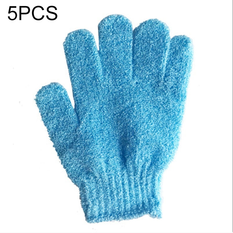 5 PCS Shower Bath Gloves Exfoliating Spa Massage Scrub Body Glove(Blue) - Bath Brushes & Sponges by buy2fix | Online Shopping UK | buy2fix