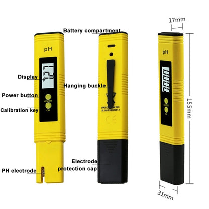 Portable High-precision PH Test Pen PH Acidity Meter PH Water Quality Detection Instrument(Yellow) - PH & Moisture Meter by buy2fix | Online Shopping UK | buy2fix