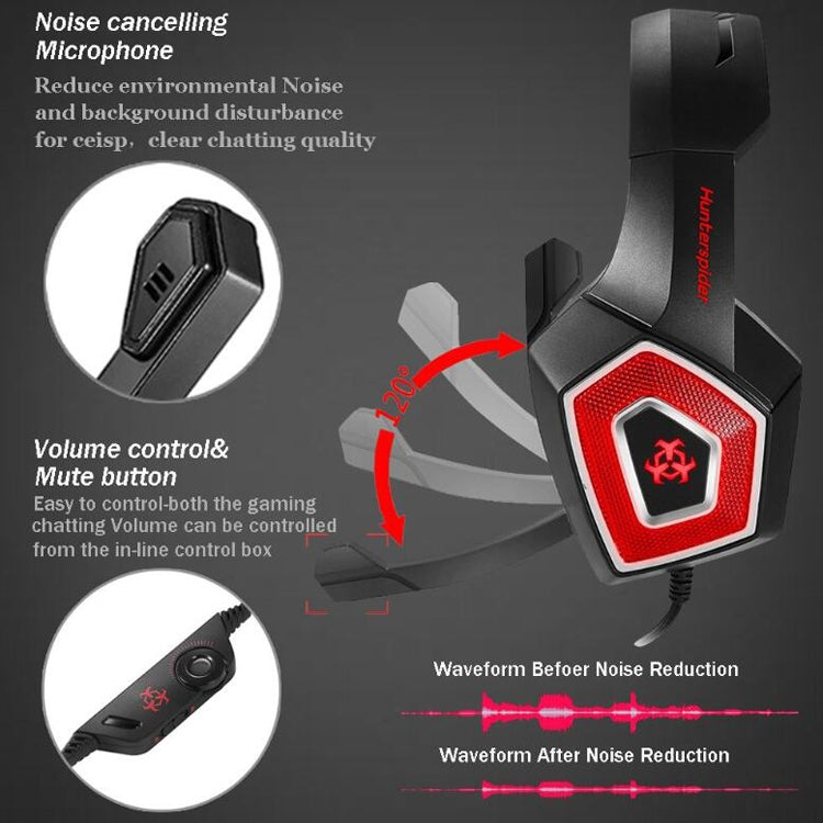 V1 3.5mm RGB Colorful Luminous Wire Control Gaming Headset, Cable Length: 2.2m(Black Blue) by buy2fix