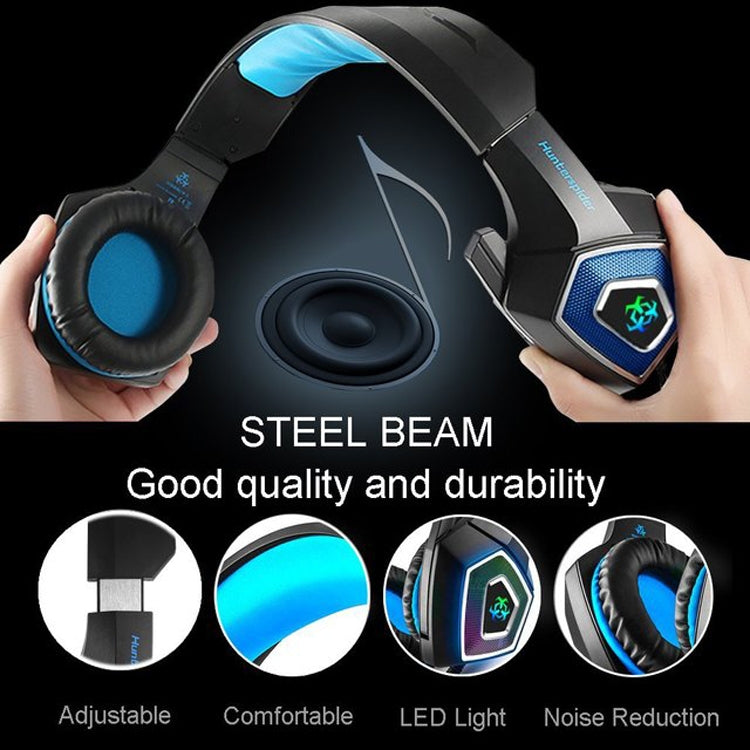 V1 3.5mm RGB Colorful Luminous Wire Control Gaming Headset, Cable Length: 2.2m(Black Blue) by buy2fix