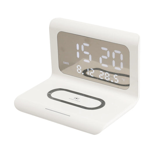 RT1 10W QI Universal Multi-function Mobile Phone Wireless Charger with Alarm Clock & Time / Calendar / Temperature Display(White) - Wireless Charger by buy2fix | Online Shopping UK | buy2fix