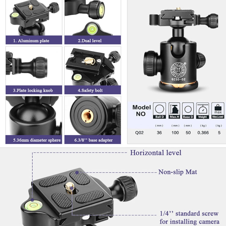 Q222 Portable 4-Section Folding Legs Aluminum Alloy Tripod Mount Monopod Holder with Ball Heads - Tripods by buy2fix | Online Shopping UK | buy2fix