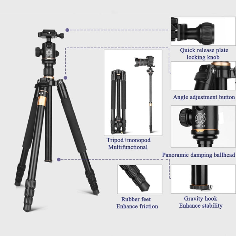 Q222 Portable 4-Section Folding Legs Aluminum Alloy Tripod Mount Monopod Holder with Ball Heads - Tripods by buy2fix | Online Shopping UK | buy2fix