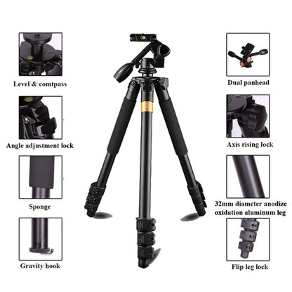 Q620 4-Section Folding Legs Heavy Duty Aluminum Alloy Tripod With Three-Dimensional Damping Tripod Heads - Tripods by buy2fix | Online Shopping UK | buy2fix