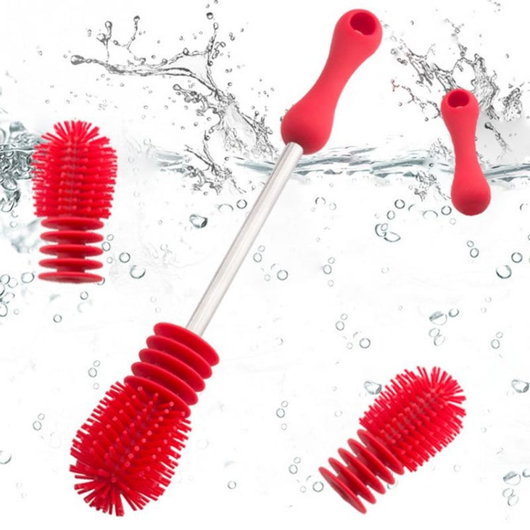 Washing Cleaning Rotary Handle Long Handle Scrubbing Feeding-bottle Brush(Red) - Cups & Silicone Nipple by buy2fix | Online Shopping UK | buy2fix