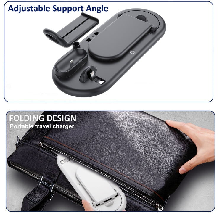 HQ-UD20 Mobile Phone Watch Multi-Function Charging Stand Wireless Charger for Phones & Apple Watch & Airpods(Black) by buy2fix