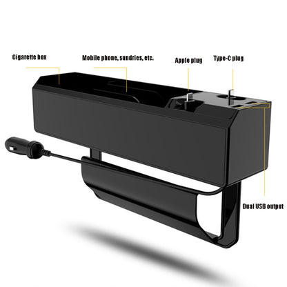 Car Seat Storage Box With Cable Car USB Charger, Style:2-wire - DIY Modified Charger by buy2fix | Online Shopping UK | buy2fix