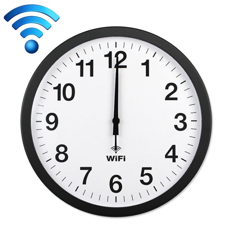 Smart Network Automatic Time Synchronization Wifi Wall Clock Modern Minimalist Silent Living Room Clock, Size:12 inch(Black) - Wall Clock by buy2fix | Online Shopping UK | buy2fix
