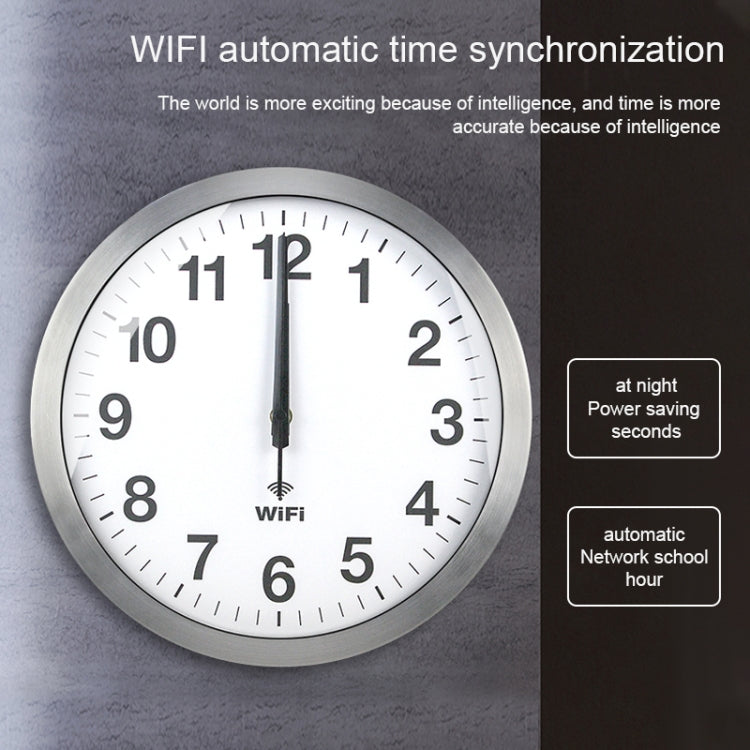 Smart Network Automatic Time Synchronization Wifi Wall Clock Modern Minimalist Silent Living Room Clock, Size:12 inch(Black) - Wall Clock by buy2fix | Online Shopping UK | buy2fix