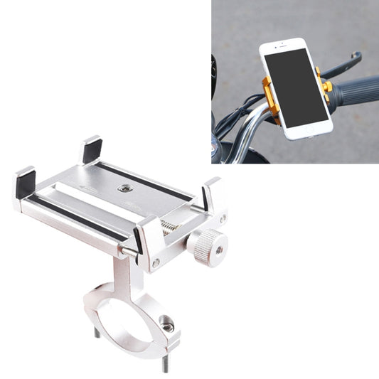 2 PCS Aluminum Alloy Bicycle Mobile Phone Holder Motorcycle Mobile Phone Navigation Bracket Electric Motorcycle Hand Rack(Silver (Handlebar Style)) by buy2fix