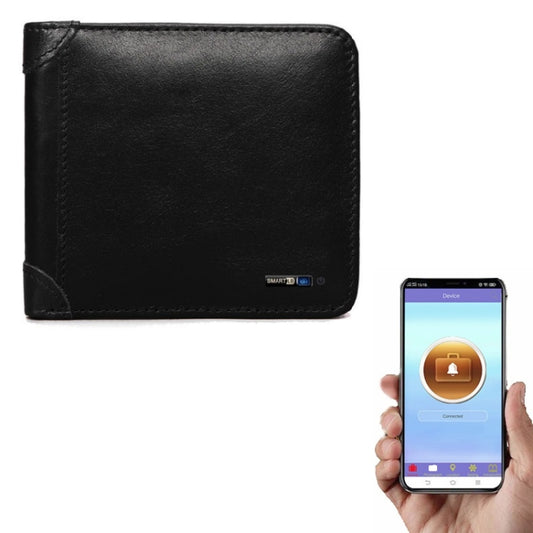 Men Leather Business Wallet Smart Anti-Lost Anti-Theft Wallet, Style:Smart(Black) - Wallets by buy2fix | Online Shopping UK | buy2fix