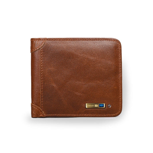 Men Leather Business Wallet Smart Anti-Lost Anti-Theft Wallet, Style:Smart(Light Brown) - Wallets by buy2fix | Online Shopping UK | buy2fix