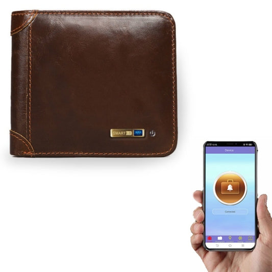 Men Leather Business Wallet Smart Anti-Lost Anti-Theft Wallet, Style:Smart(Brown) - Wallets by buy2fix | Online Shopping UK | buy2fix