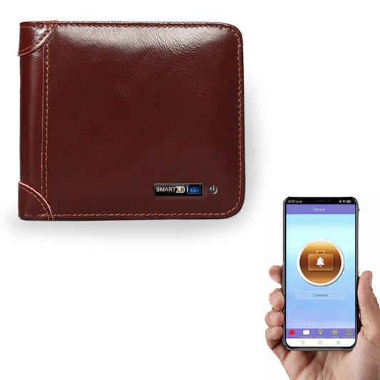 Men Leather Business Wallet Smart Anti-Lost Anti-Theft Wallet, Style:Smart(Wine Red) - Wallets by buy2fix | Online Shopping UK | buy2fix
