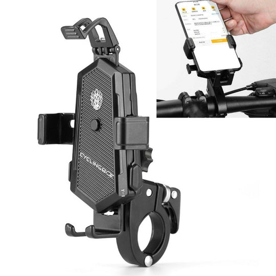 Le support de téléphone portable pour vélo peut pivoter et ajuster le support fixe en alliage d'aluminium, support de maintien automatique, style : installation sur le guidon (noir)