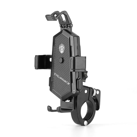 Bicycle Mobile Phone Holder Can Rotate And Adjust Fixed Aluminum Alloy Bracket Automatic Grab Bracket, Style:Handlebar Installation(Black) by buy2fix