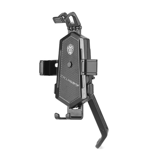 Le support de téléphone portable pour vélo peut pivoter et ajuster le support fixe en alliage d'aluminium, support de maintien automatique, style : installation de rétroviseur (noir)