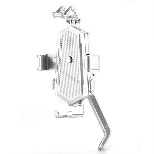 Le support de téléphone portable pour vélo peut pivoter et ajuster le support fixe en alliage d'aluminium, support de maintien automatique, style : installation de rétroviseur (argent)