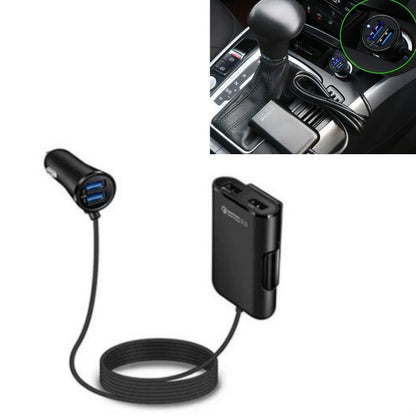 One For Four 8A Car Charger QC3.0 Fast Charge 4USB Car Front And Rear Seat Car Charger - Car Charger by buy2fix | Online Shopping UK | buy2fix