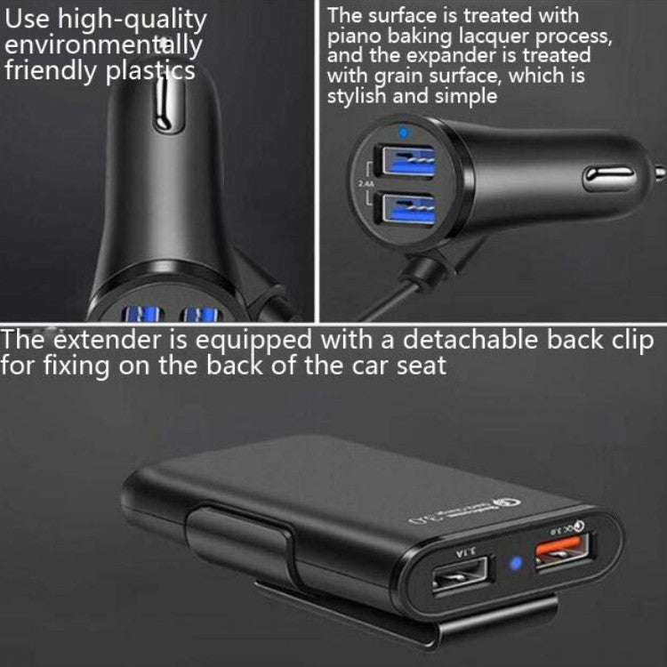 One For Four 8A Car Charger QC3.0 Fast Charge 4USB Car Front And Rear Seat Car Charger - Car Charger by buy2fix | Online Shopping UK | buy2fix