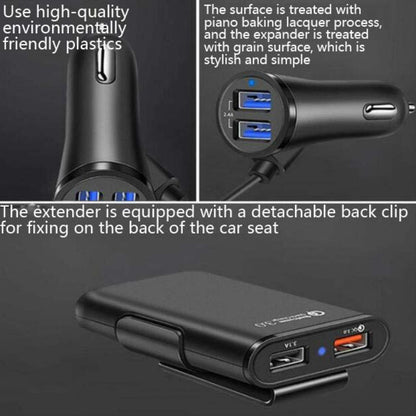 One For Four 8A Car Charger QC3.0 Fast Charge 4USB Car Front And Rear Seat Car Charger - Car Charger by buy2fix | Online Shopping UK | buy2fix