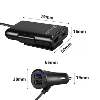 One For Four 8A Car Charger QC3.0 Fast Charge 4USB Car Front And Rear Seat Car Charger - Car Charger by buy2fix | Online Shopping UK | buy2fix