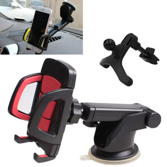 Car Phone Holder Car Air Outlet Mobile Phone Holder Suction Cup Navigation Instrument Panel General, Style:3 in 1(Red) by buy2fix