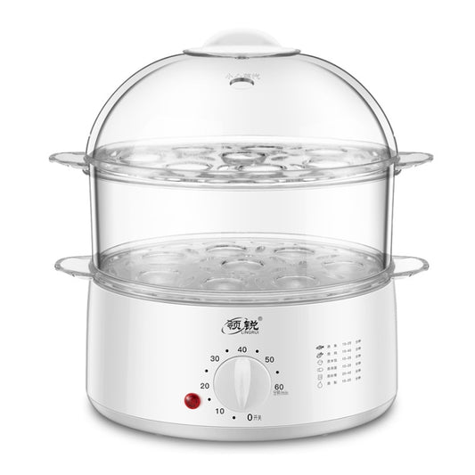 LINGRUI Timer Mini Multi-Function Egg Cooker Automatic Power Off Home Breakfast Machine, CN Plug, Specification:Double Layers(Grey) - Rice Cookers by buy2fix | Online Shopping UK | buy2fix
