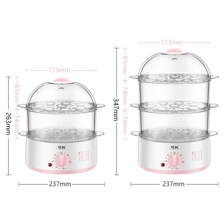 LINGRUI Timer Mini Multi-Function Egg Cooker Automatic Power Off Home Breakfast Machine, CN Plug, Specification:Double Layers(Grey) - Rice Cookers by buy2fix | Online Shopping UK | buy2fix