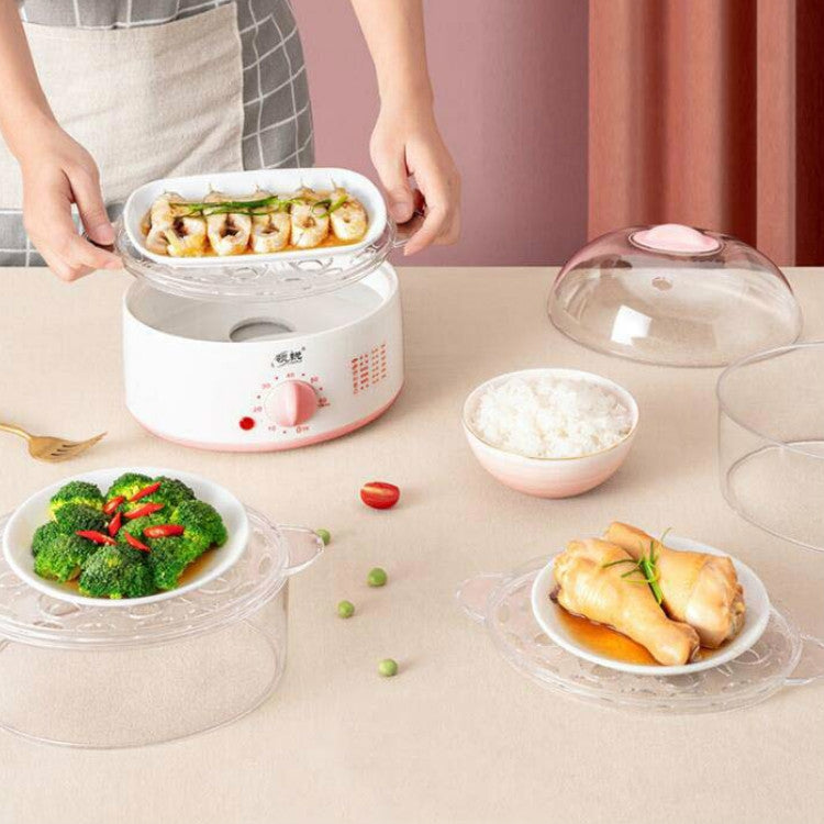 LINGRUI Timer Mini Multi-Function Egg Cooker Automatic Power Off Home Breakfast Machine, CN Plug, Specification:Double Layers(Pink) - Rice Cookers by buy2fix | Online Shopping UK | buy2fix
