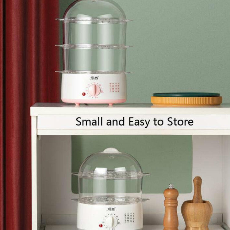 LINGRUI Timer Mini Multi-Function Egg Cooker Automatic Power Off Home Breakfast Machine, CN Plug, Specification:Double Layers(Grey) - Rice Cookers by buy2fix | Online Shopping UK | buy2fix