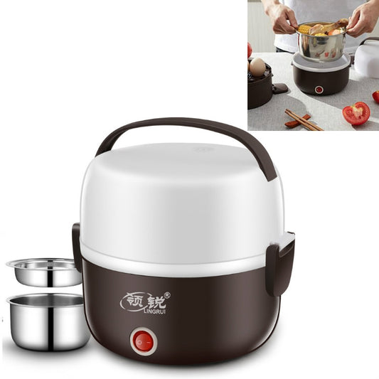 LINGRUI Multi-Function Electric Lunch Box Electric Heating Insulation Cooking Mini Rice Cooker, CN Plug, Specification:Double Layer(Purple) - Rice Cookers by buy2fix | Online Shopping UK | buy2fix