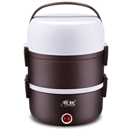 LINGRUI Multi-Function Electric Lunch Box Electric Heating Insulation Cooking Mini Rice Cooker, CN Plug, Specification:Three Layer(Purple) - Rice Cookers by buy2fix | Online Shopping UK | buy2fix
