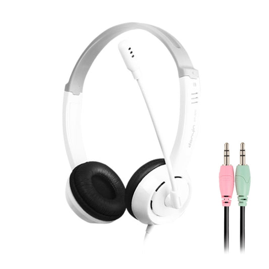 DANYIN DT326 Head-mounted Desktop Computer Children Learning Wire Headset with Microphone, Cable Length:1.8m, Style:3.5mm Two-hole(White) - Multimedia Headset by Danyin | Online Shopping UK | buy2fix