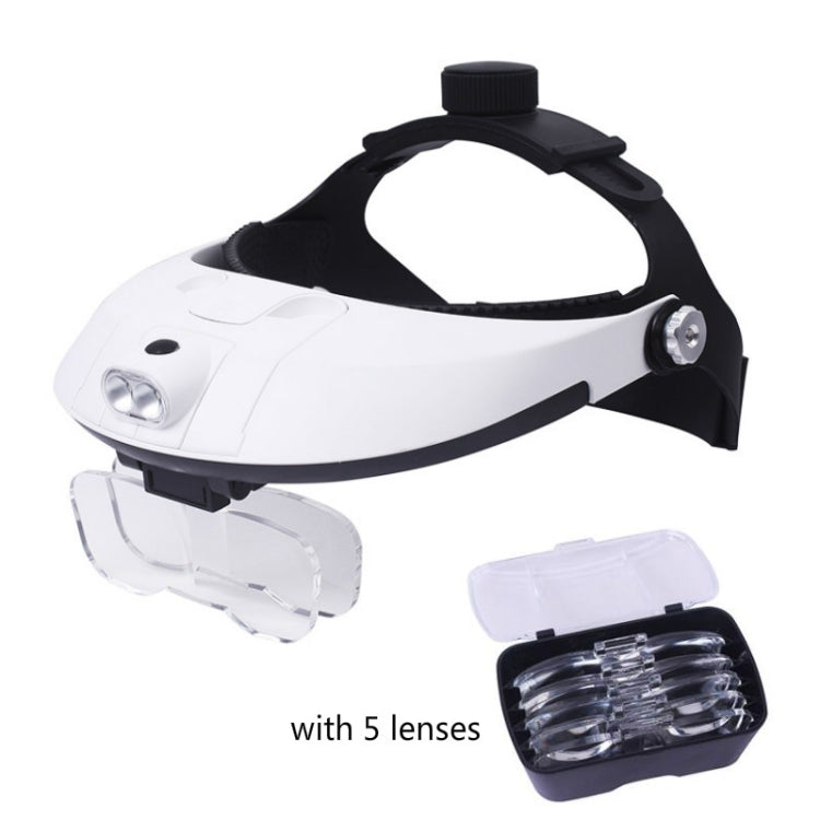 The Elderly Reading And Repairing Magnifying Glass With 2 LED Lamp Head-Mounted HD Magnifying Glass - Glasses Style by buy2fix | Online Shopping UK | buy2fix