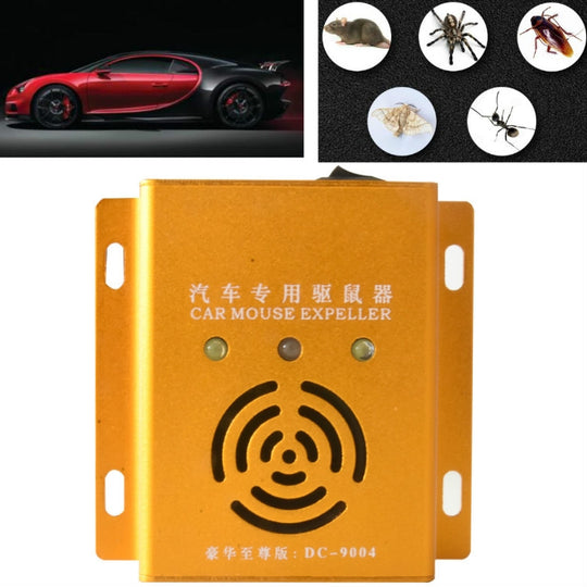 Répulsif de souris de voiture répulsif de souris de voiture électronique à ultrasons son et lumière combiné répulsif de souris et d'insectes (or)