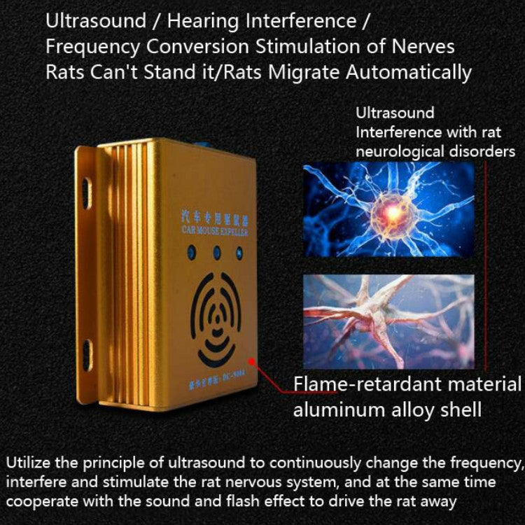 Car Mouse Repeller Ultrasonic Electronic Car Mouse Repeller Sound And Light Combined Mouse And Insect Repeller(Gold) - Others by buy2fix | Online Shopping UK | buy2fix