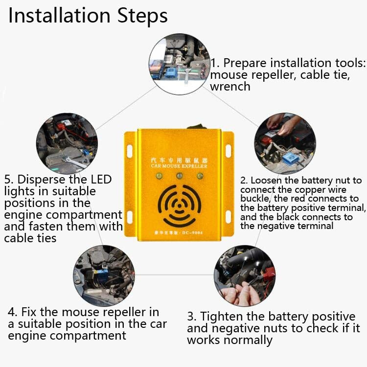 Car Mouse Repeller Ultrasonic Electronic Car Mouse Repeller Sound And Light Combined Mouse And Insect Repeller(Gold) - Others by buy2fix | Online Shopping UK | buy2fix
