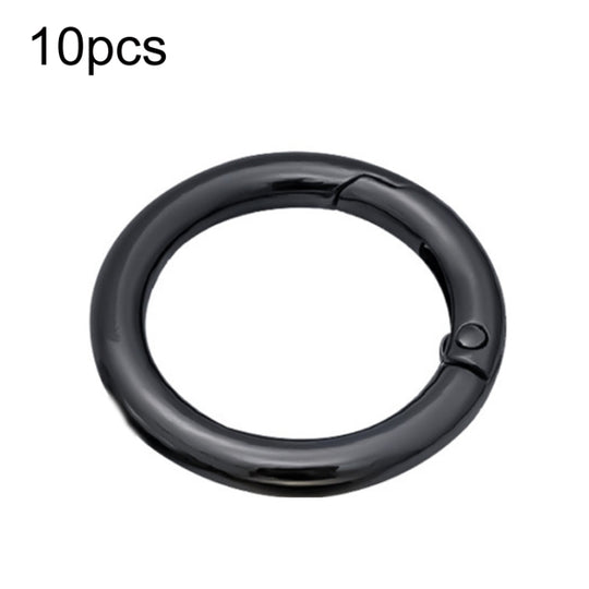 10pcs Zinc Alloy Spring Ring Metal Open Bag Webbing Keychain, Size:Half-inch Black